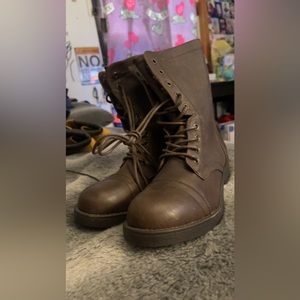 Brown lace up boots